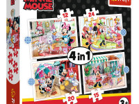 trefl 34355 puzzle-uri 4-în-1 "minnie cu prietenii. disney minnie" (15/12/20/24 el.)