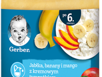 gerber piure de mere, banane și mango cu brânză de vaci (6 luni+) 190 gr. 