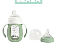 beaba 5812 biberon din sticla 2 in 1 pentru invatare (210 ml.) verde