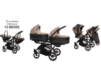 babyactive carucior pentru gemeni 3 in 1 twinni beige