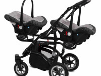 babyactive carucior pentru gemeni 3 in 1 twinni silver