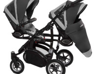 babyactive carucior pentru gemeni 3 in 1 twinni silver