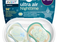 avent scf376/18 Пустышка силиконовая "ultra air night" (0-6 м) 2 шт.