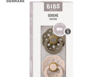 bibs Пустышка круглая латексная "boheme" dark oak & blush (0-6 м.) 2шт.