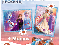 trefl 90814 puzzle 2-în1 "frozen" + memos (30/48/24 el.)