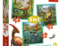 trefl 34837 puzzle 3-în-1 "lumea uimitoare a dinozaurilor" (20/36/50 el.)