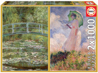 educa 19270 puzzle "claude monet – iaz cu nuferi, femeie cu umbrela" (2x1000el)